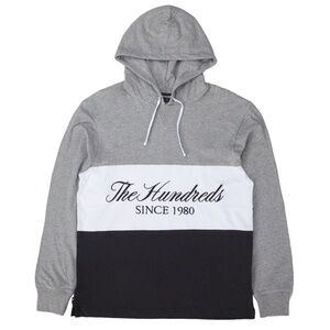 The Hundreds Colorblock Lightweight Hoodie, Embroidered, Gray/Black/White,Size M